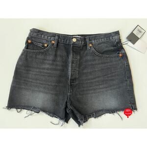 Re/Done 50S Black 3 High-Rise Cut-Off Short Jean Women's Size 32 NWT
